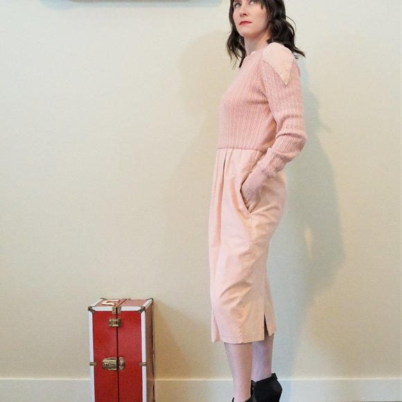 Ciao LTD Light Pink Faux Suede Sweater Dress - Picture 1 of 10